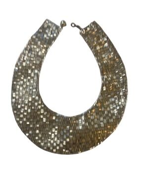 Silver Beaded Collar Choker Necklace Banana Republic